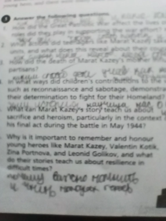 Answer the following questions: 1. How did the Great Patriotic War affect the lives of children? What roles did they play in supporting the war effort?