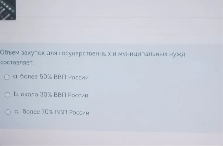 Объем закупок для государственных и муниципальных нужд составляет: