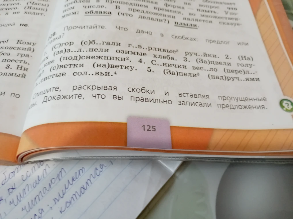 Прочитайте. Что дано в скобках: предлог или приставка? Спишите, раскрывая скобки и вставляя пропущенные буквы.