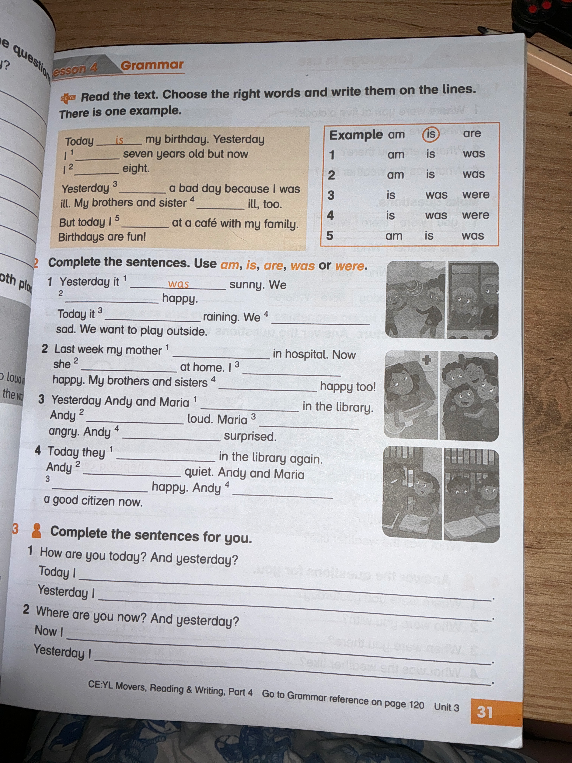 Read the text. Choose the right words and write them on the lines. There is one example.