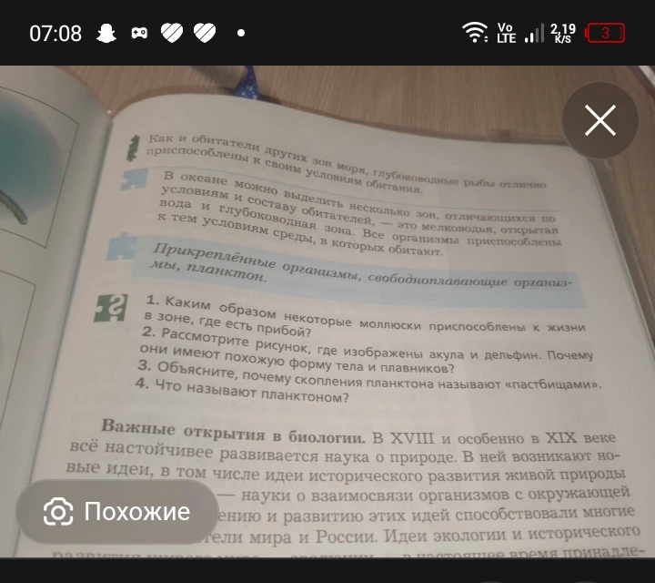 1. Каким образом некоторые моллюски приспособлены к жизни в зоне, где есть прибой?