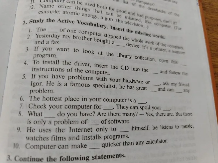 Study the Active Vocabulary. Insert the missing words.