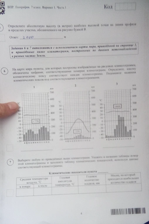 На карте мира пункты, для которых построены изображённые на рисунках климатограммы, обозначены цифрами, соответствующими номерам климатограмм. Определите, какому климатическому поясу соответствует каждая климатограмма.