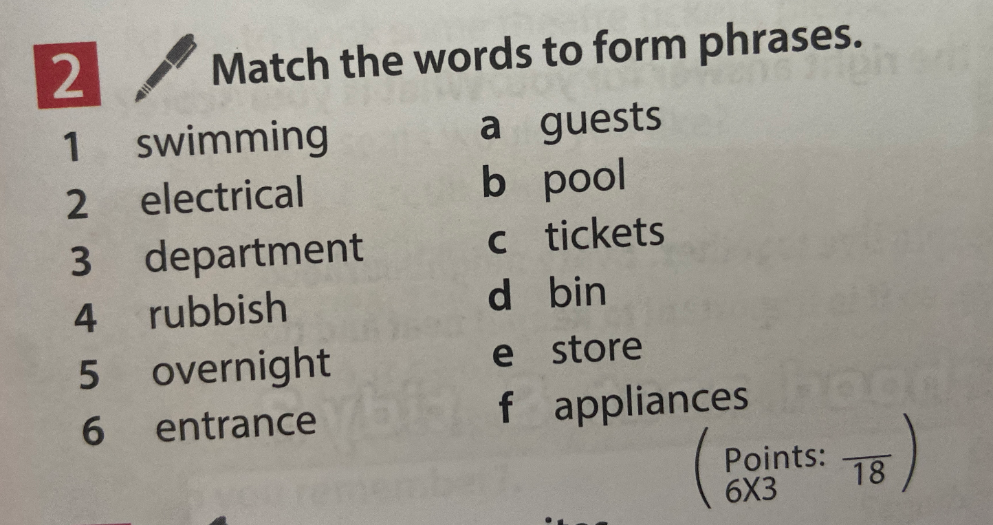 Match the words to form phrases.