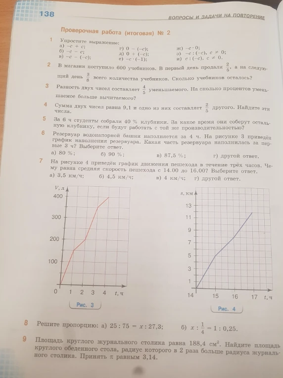 Упростите выражение: а) -c + c; б) -c - c; в) -c - (-c); г) 0 - (-c); д) 0 + (-c); е) -c * (-1); ж) -c * 0; з) -c : (-c), c != 0; и) c : (-c), c != 0.