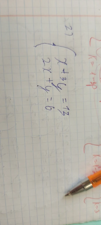 x + 3y = 13 2x + y = 6