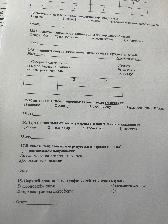 12.Наибольшая масса живого вещества характерна для: