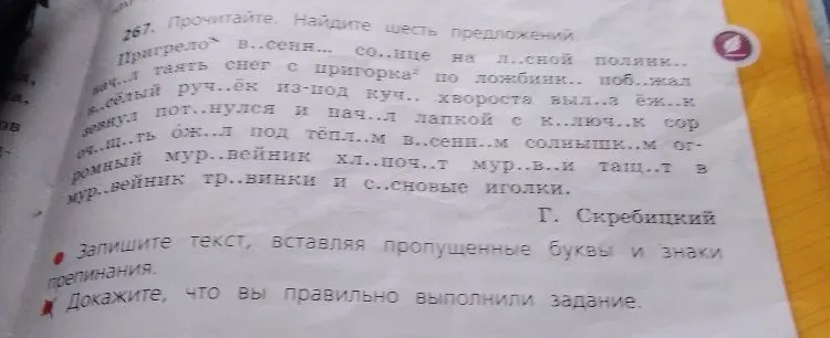 267. Прочитайте. Найдите шесть предложений.