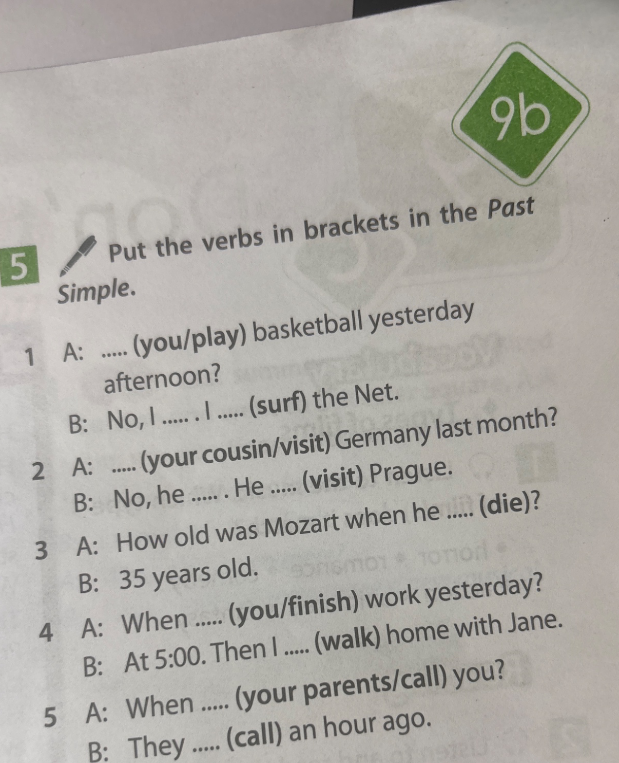 Put the verbs in brackets in the Past Simple.