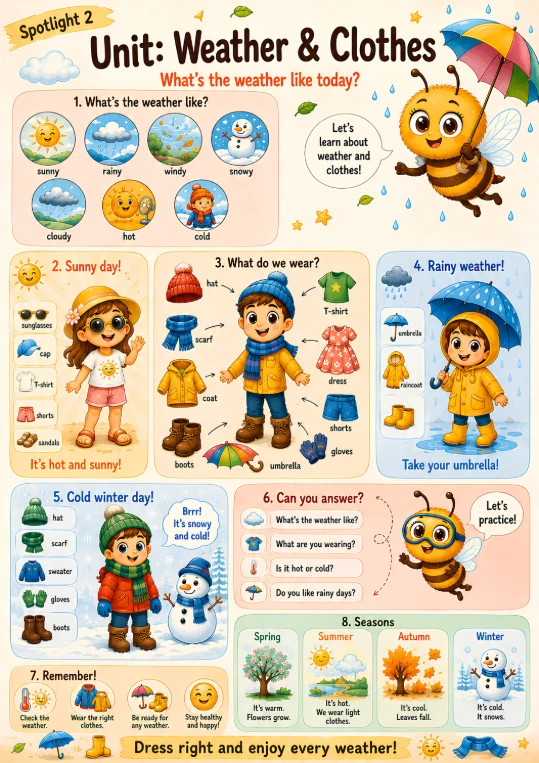 Spotlight 2: Unit: Weather & Clothes. What's the weather like today?