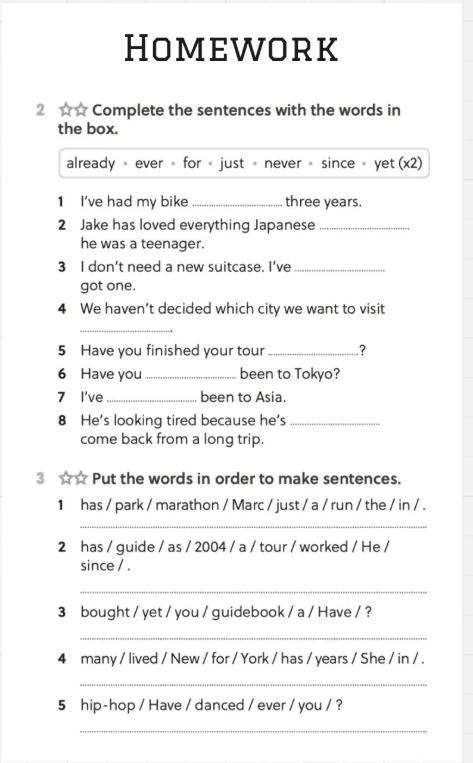 Complete the sentences with the words in the box.