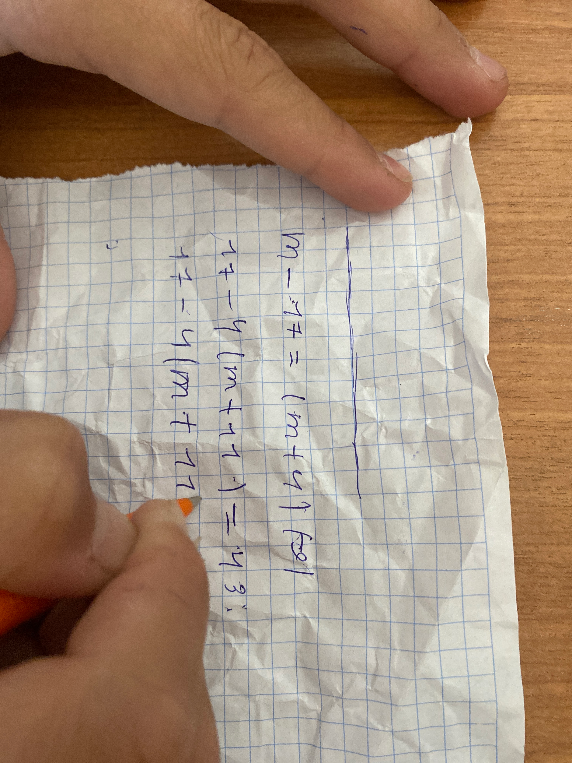 17 - 4 (m + 11) = 43