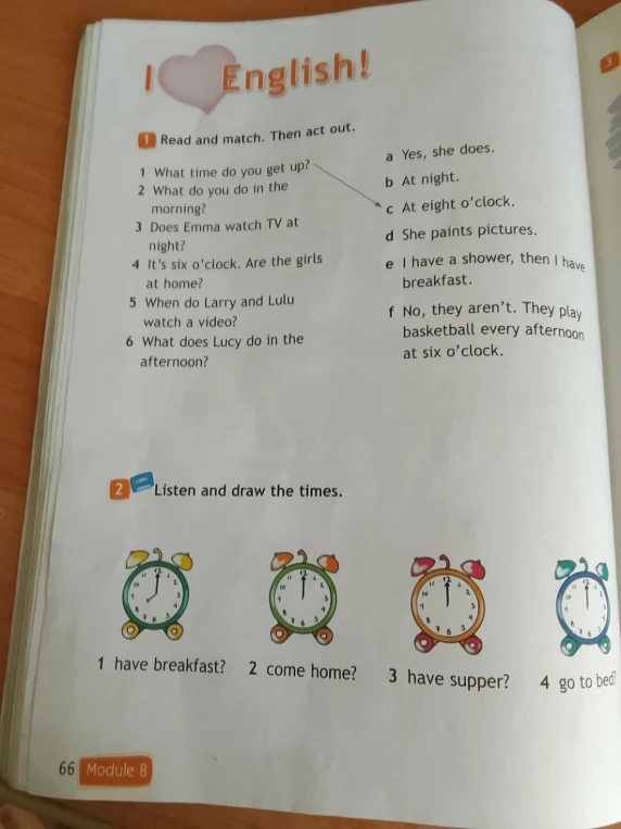 Read and match. Then act out.
