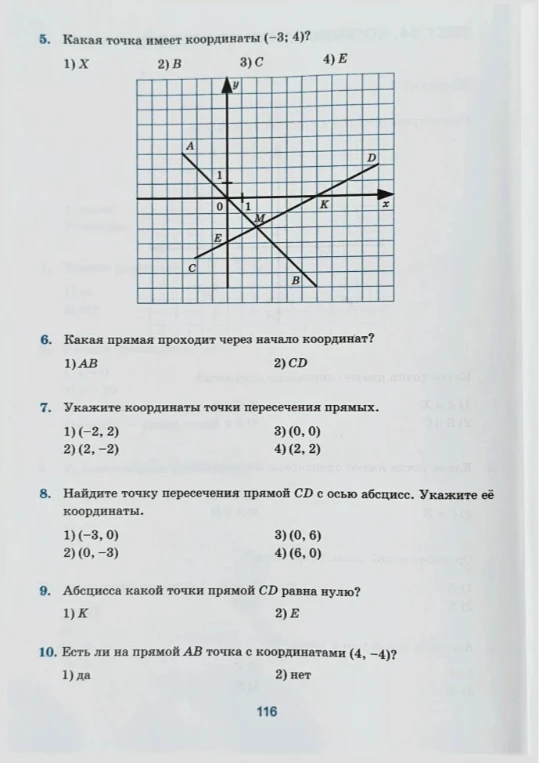 5. Какая точка имеет координаты (-3; 4)?