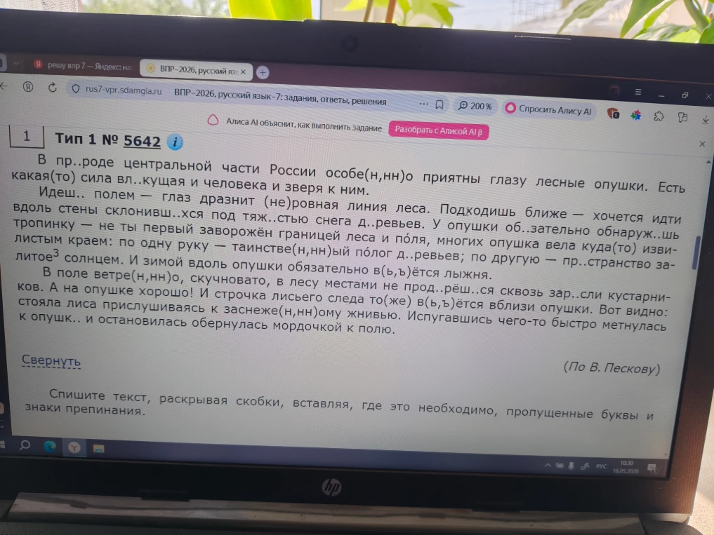 В поле ветре(н,нн)о, скучновато, в лесу местами не прод..рёш..ся сквозь зар..сли кустарников.
