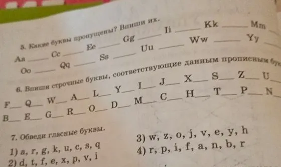 5. Какие буквы пропущены? Впиши их.