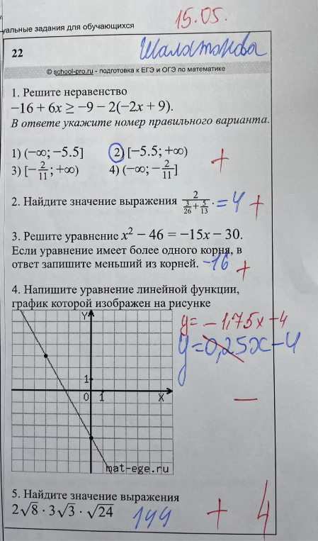 Напишите уравнение линейной функции, график которой изображен на рисунке