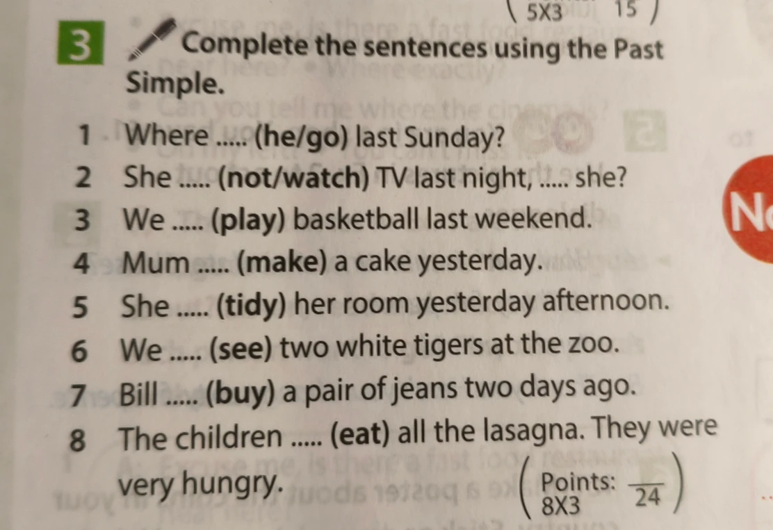 Complete the sentences using the Past Simple.
