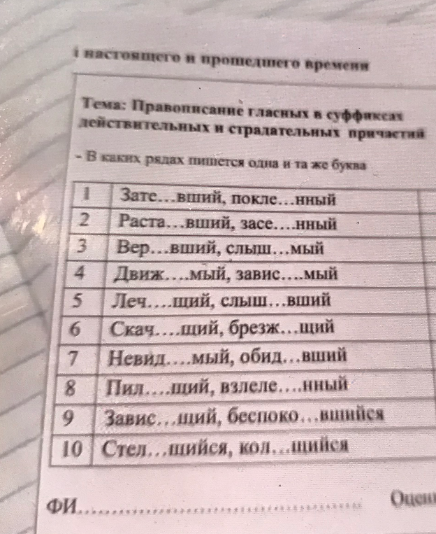 В каких рядах пишется одна и та же буква