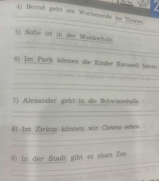 4) Bernd geht am Wochenende ins Theater.