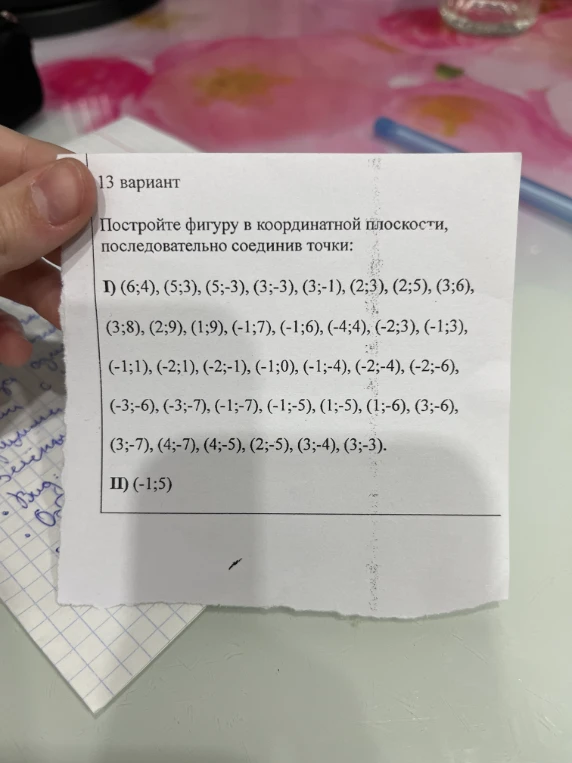 Постройте фигуру в координатной плоскости, последовательно соединив точки: