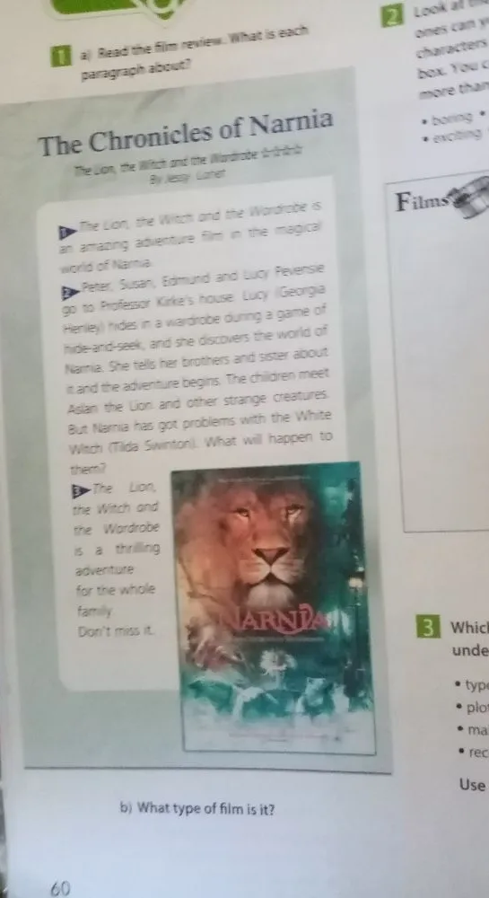 1) a) Read the film review. What is each paragraph about?