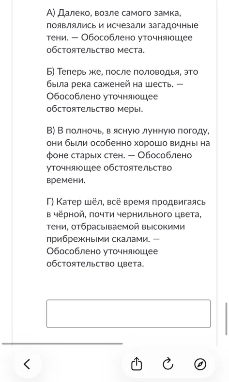 Укажите, где верно даны объяснения уточняющих членов предложения.