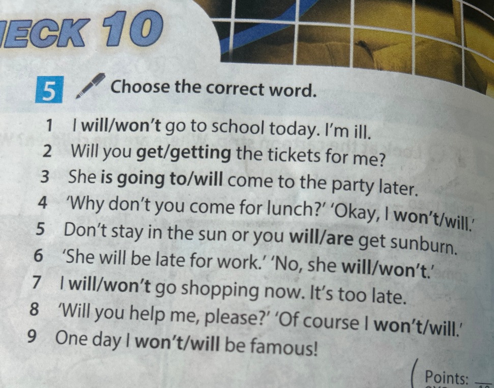 Choose the correct word.