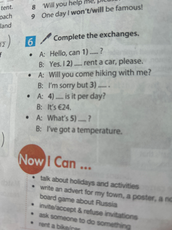 Complete the exchanges.