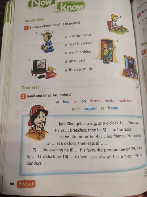 Look, read and match. (20 points)