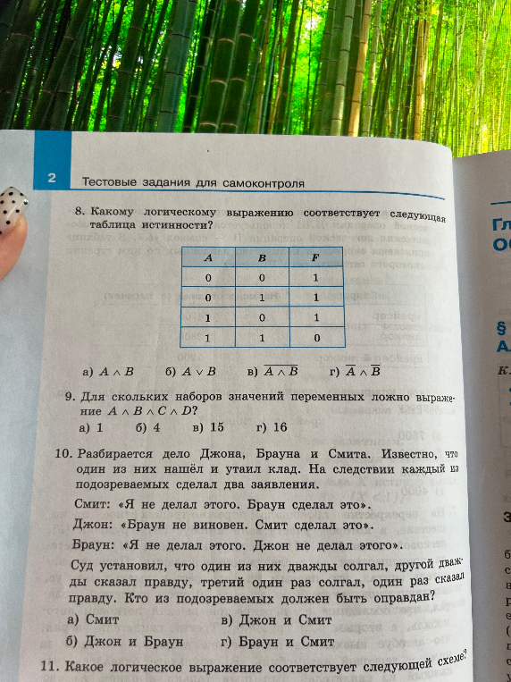 8. Какому логическому выражению соответствует следующая таблица истинности?