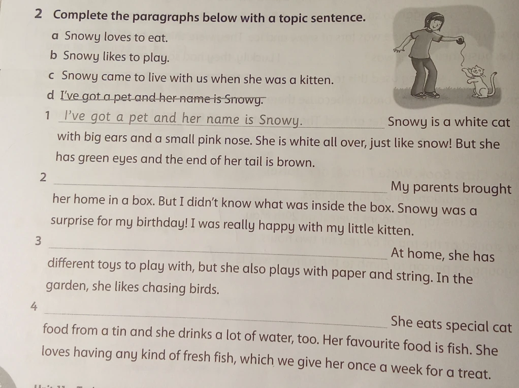 Complete the paragraphs below with a topic sentence.