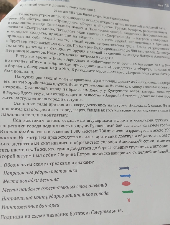 Прочитай текст и дополни схему задания 1.