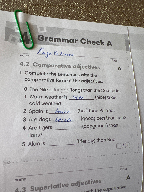 Complete the sentences with the comparative form of the adjectives.
