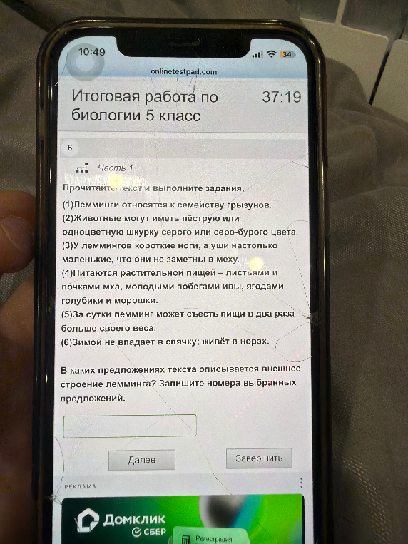 В каких предложениях текста описывается внешнее строение лемминга? Запишите номера выбранных предложений.