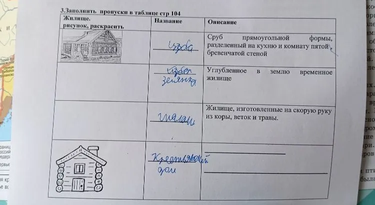 3.Заполнить пропуски в таблице стр 104