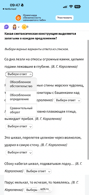 Какая синтаксическая конструкция выделяется запятыми в каждом предложении?