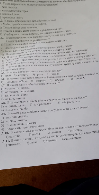 А1. Какая пара слов не является словосочетанием?