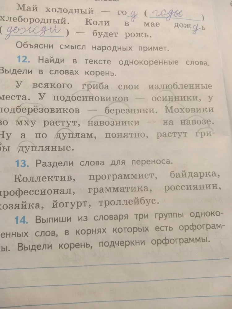 Найди в тексте однокоренные слова. Выдели в словах корень.