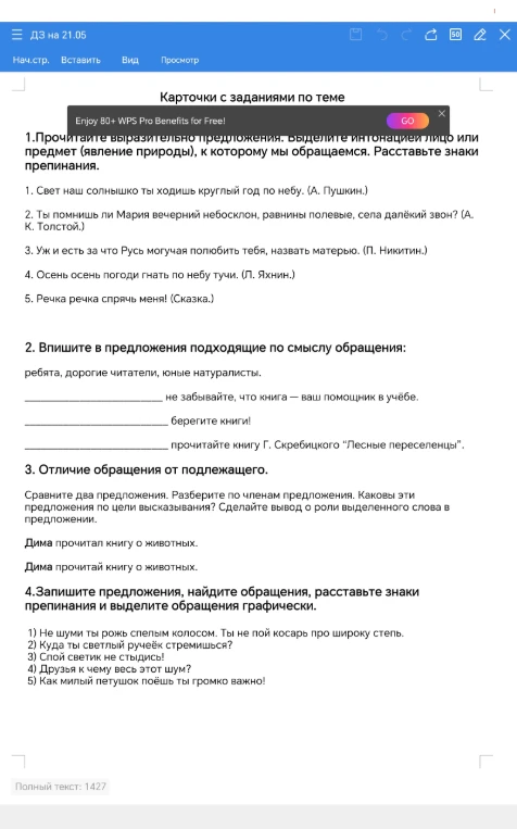 1.Прочитайте выразительно предложения. Выделите интонацией лицо или предмет (явление природы), к которому мы обращаемся. Расставьте знаки препинания.