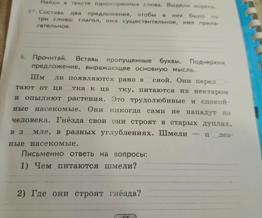 Составь два предложения, чтобы в них было по три слова: глагол, имя существительное, имя прилагательное.