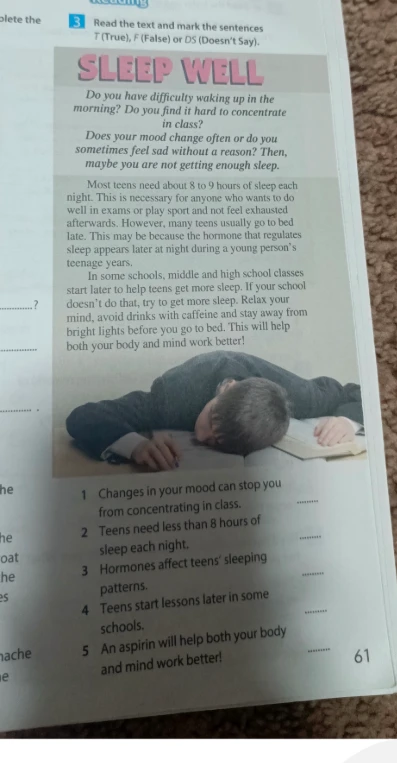 Read the text and mark the sentences T (True), F (False) or DS (Doesn't Say).