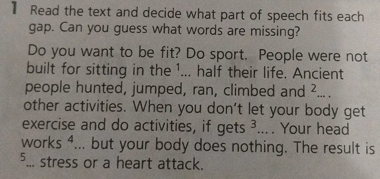 Read the text and decide what part of speech fits each gap. Can you guess what words are missing?