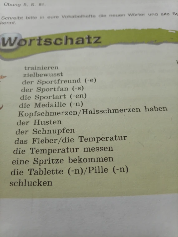 Schreibt bitte in eure Vokabelhefte die neuen Wörter und alle Sp...