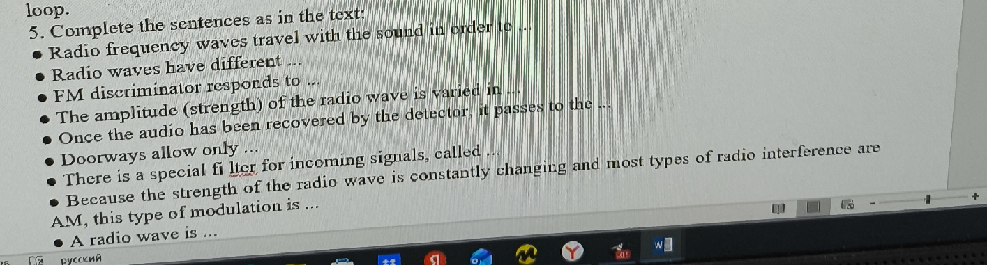 5. Complete the sentences as in the text: