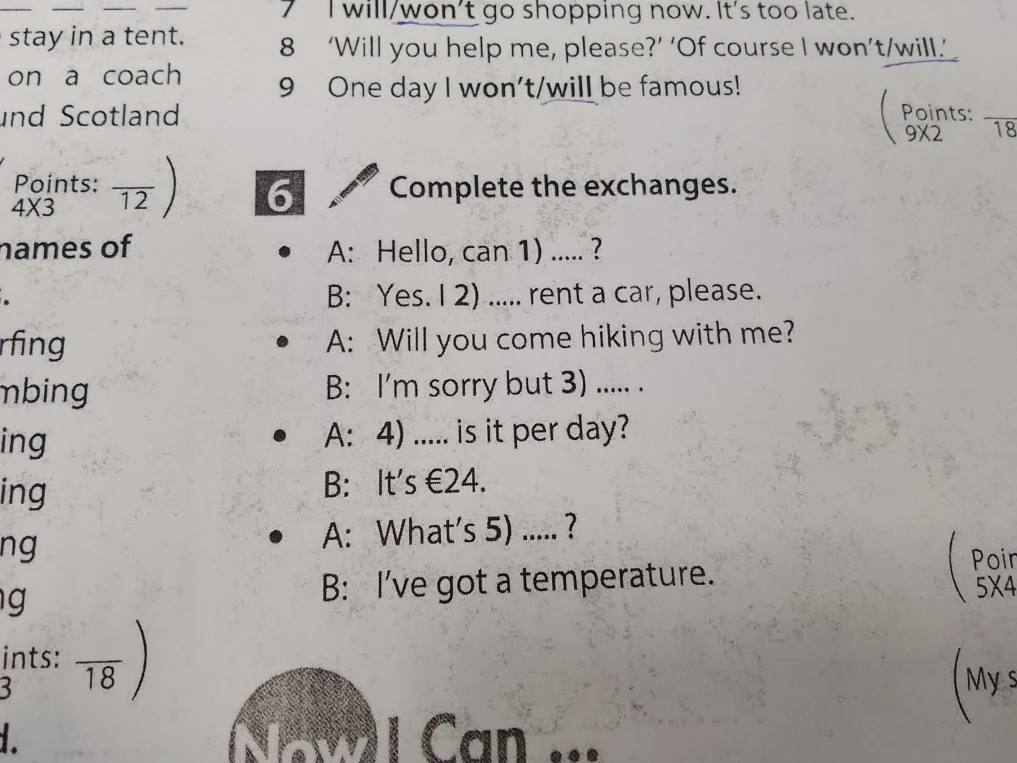 Complete the exchanges.