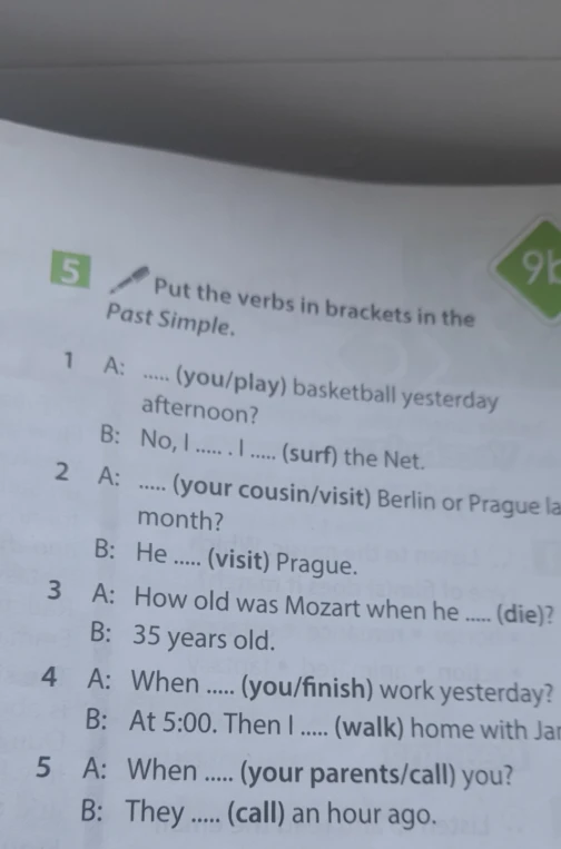 Put the verbs in brackets in the Past Simple.