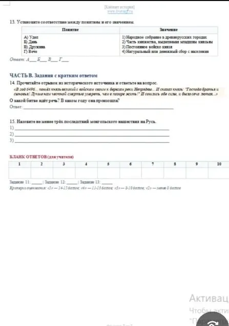 13. Установите соответствие между понятием и его значением.
