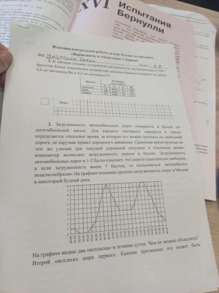 В таблице указано содержание витаминов (в миллиграммах) в 100 г фруктов. Какое наименьшее количество граммов бананов содержит не менее 0,6 мг витамина В6 и 0,2 мг витамина Е?