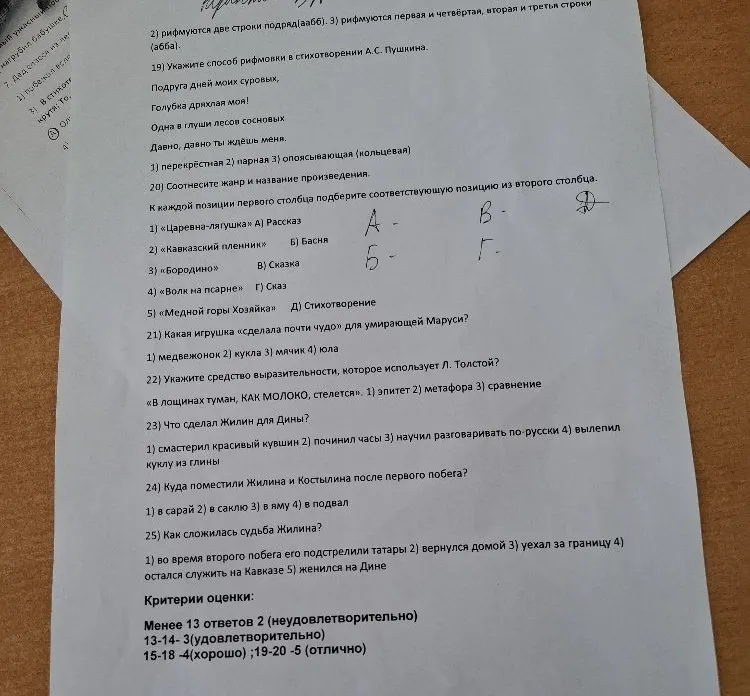 19) Укажите способ рифмовки в стихотворении А.С. Пушкина.